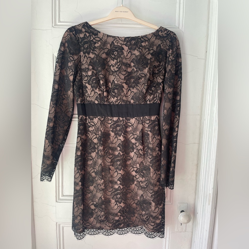 Trina Turk black dentelle lace silk dress - size 6